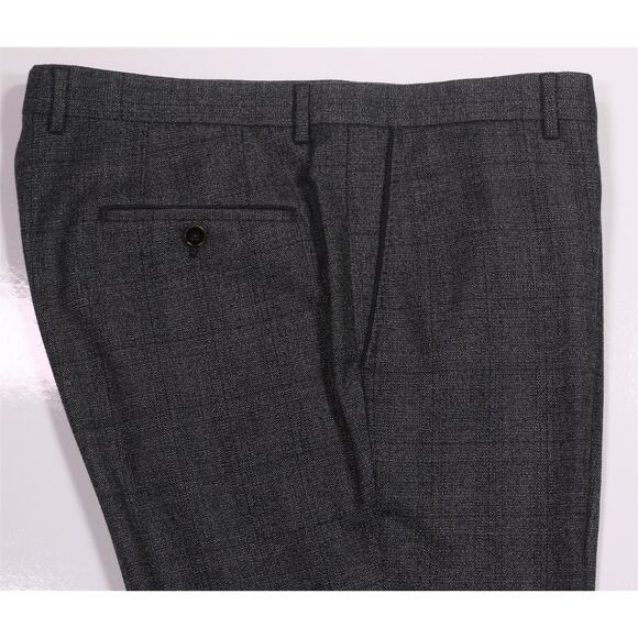 Hugo Boss Current Giro Gray Black Knit Woven Flat Front Wool Dress Pants 38x29 - Picture 2 of 8